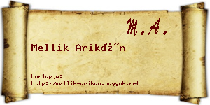 Mellik Arikán névjegykártya